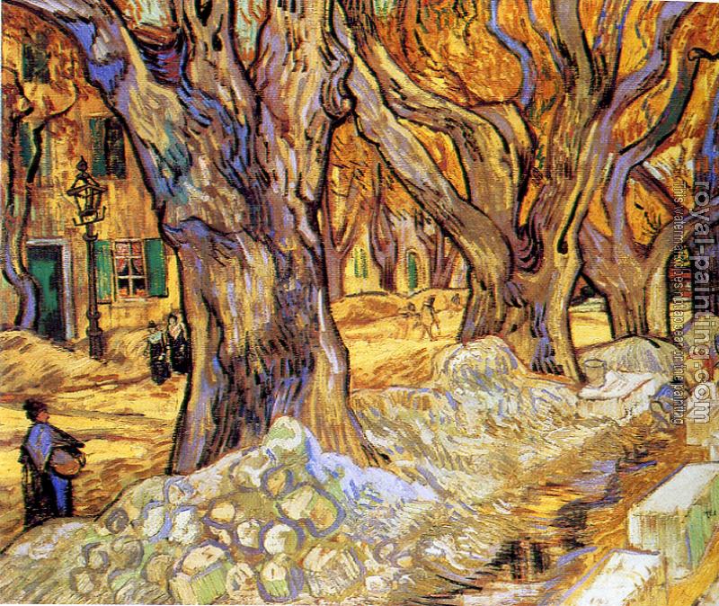 Vincent Van Gogh : Road Menders in a Lane with Massive Plane Trees II